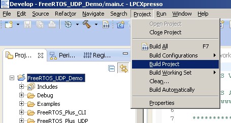 Build the embedded Ethernet project by selecting it in the Eclipse project explorer and clicking build.