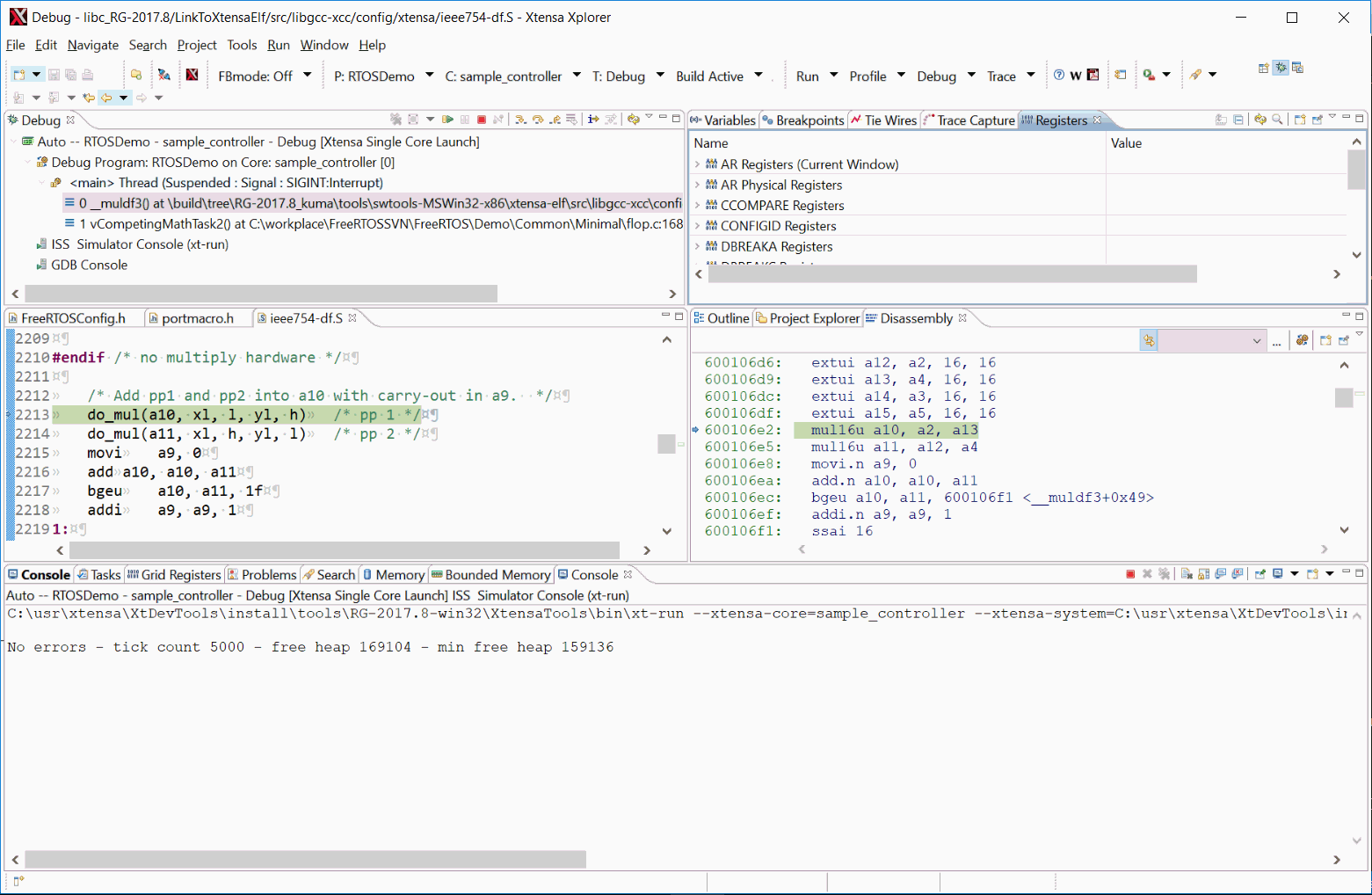 Xtensa Xplorer IDE for the RTOS project